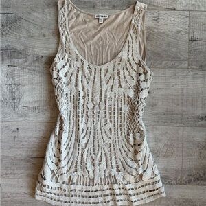 Y2K Express Women's Beige Crochet Tank Top